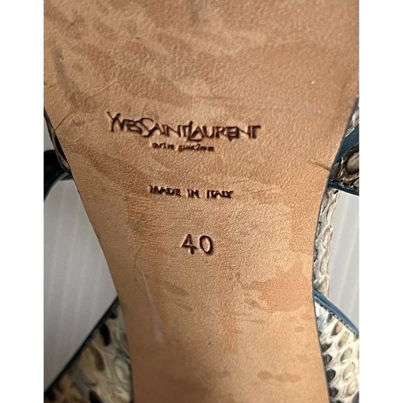 YSL Blue Leather Reptile Embossed Platform Sandals, Size 40 (IT), 10 (US) - Picture 10 of 11